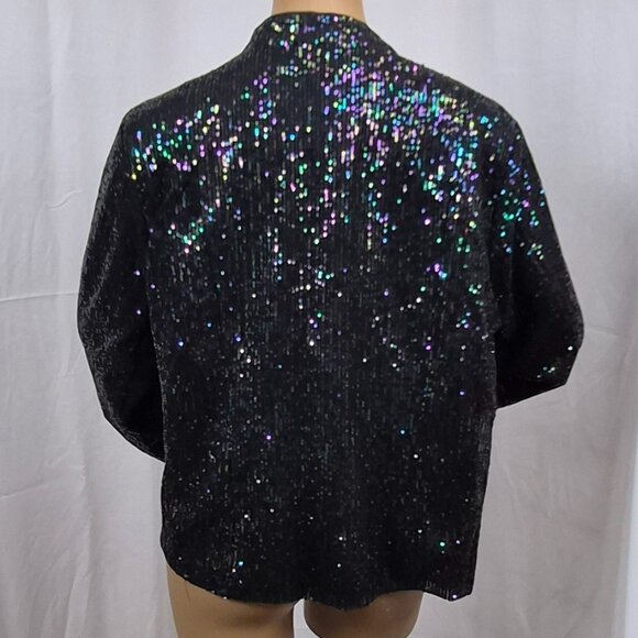 Torrid all-over sequins long-sleeve zip-up jacket in black EUC size 1 or 1X - Picture 5 of 11